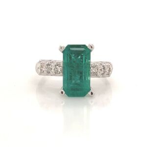 Natural Emerald Diamond Ring Size 6 14k Gold 2.95 TCW Certified $5,950 113434